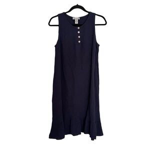 KLEIO Cotton Sleeveless Midi Flare Dress Navy Blue M